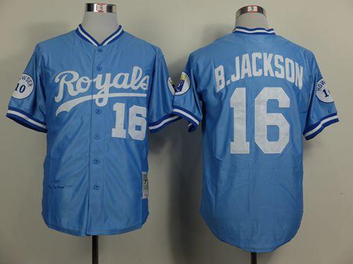Mitchell and Ness Royals #16 Bo Jackson Light Blue Throwback Stitched MLB Jersey